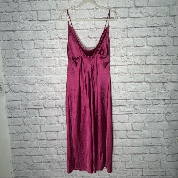 LIONESS Magenta Walk The Line Satin Midi Dress Size XXL - Picture 7 of 15